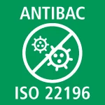 Logo antibactérien vert, norme ISO 22196