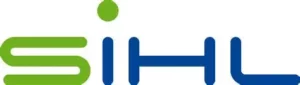 Logo SIHL vert et bleu stylisé