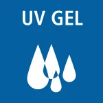 Logo UV GEL avec trois gouttes bleues