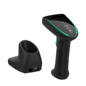 Lecteur de codes-barres avec station de charge.