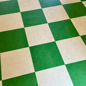 Carrelage damier vert et blanc