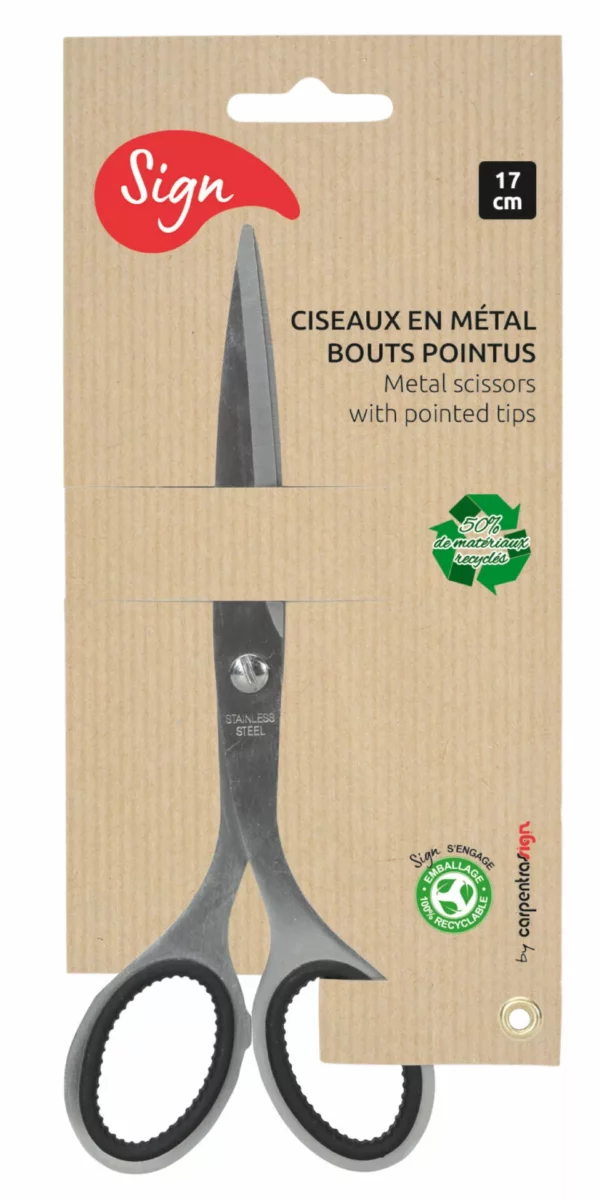 Ciseaux en métal 17 cm bouts pointus