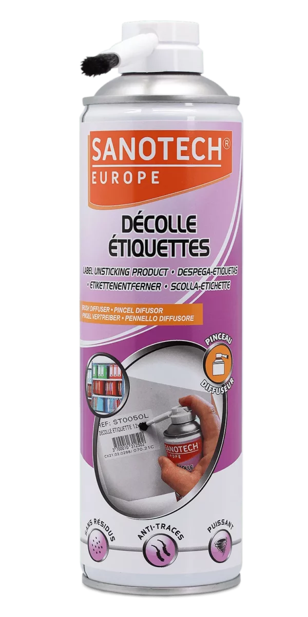 Aérosol SANOTECH décolle étiquettes avec pinceau applicateur