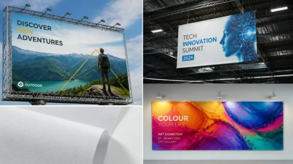 Montage de bannières publicitaires grand format variées